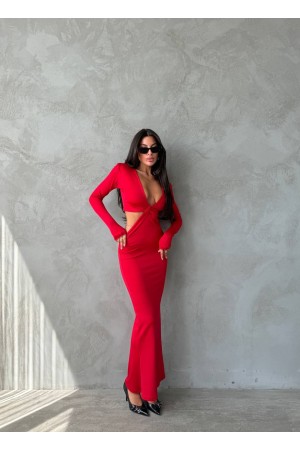 213820 TOPTAN KIRMIZI ELBİSE