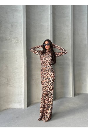 213837 TOPTAN LEOPAR ELBİSE