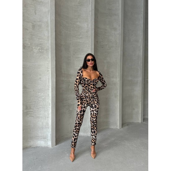 213868 leopard OVERALLS