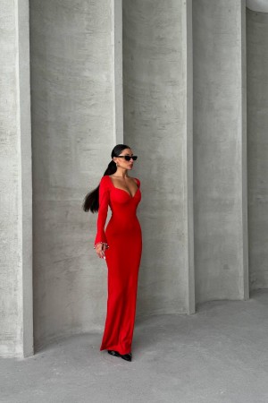 213870 red Evening dress