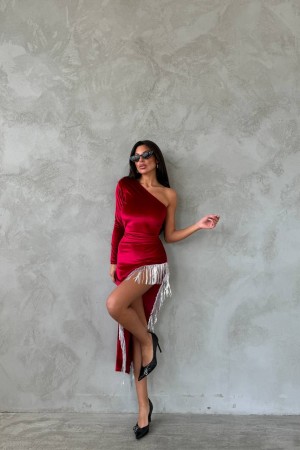 213885 burgundy DRESS