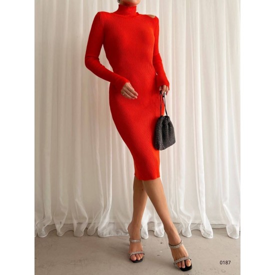 213929 TOPTAN KIRMIZI ELBİSE