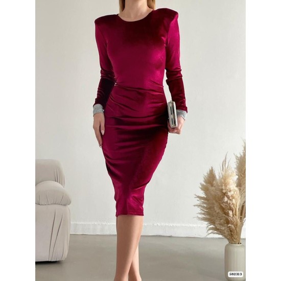 213950 burgundy DRESS