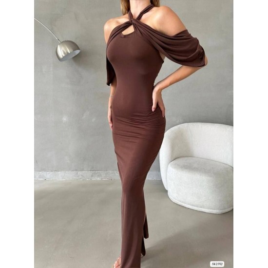213986 coffee Evening dress