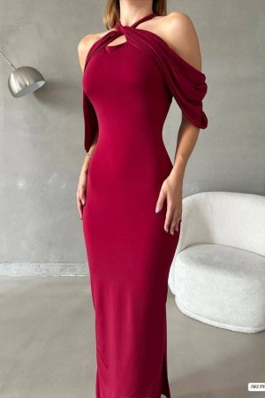 213987 burgundy Evening dress