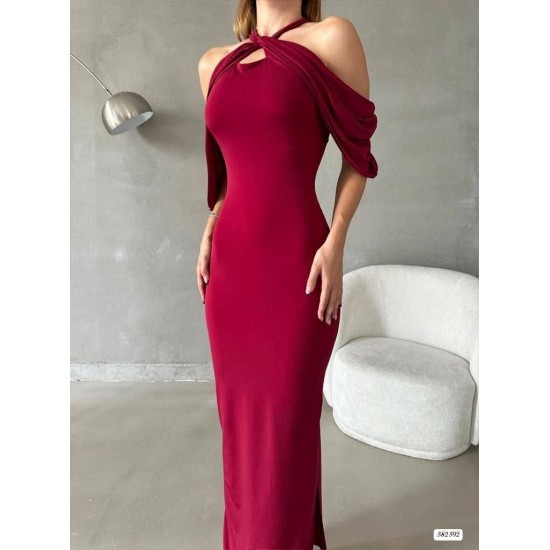 213987 burgundy Evening dress