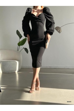 213992 TOPTAN SİYAH ELBİSE
