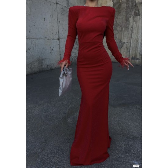 214035 burgundy Evening dress