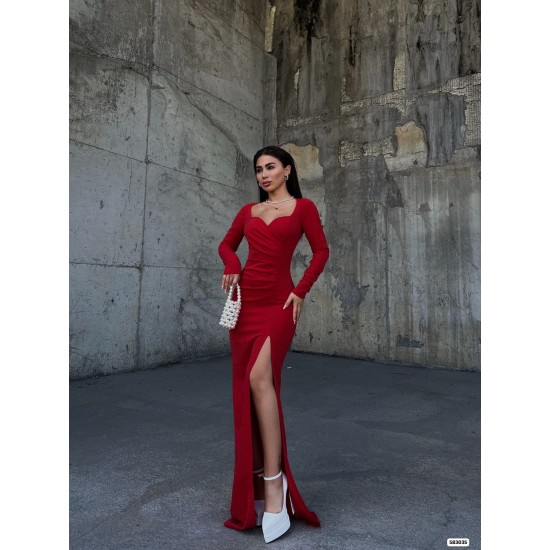 214042 burgundy Evening dress