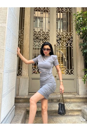 214064 TOPTAN GRİ ELBİSE