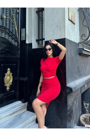 214065 TOPTAN KIRMIZI ELBİSE