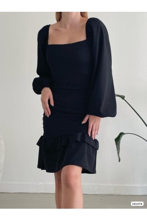 214084 TOPTAN SİYAH ELBİSE