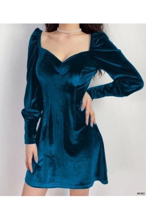 214134 TOPTAN ZÜMRÜT YEŞİL ELBİSE