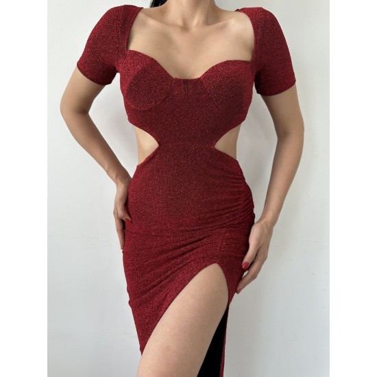 214143 burgundy Evening dress