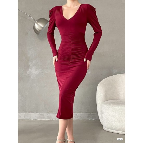 214149 burgundy DRESS