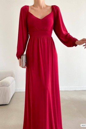 214159 burgundy Evening dress