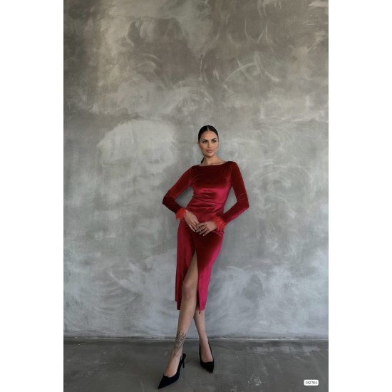 214178 burgundy DRESS