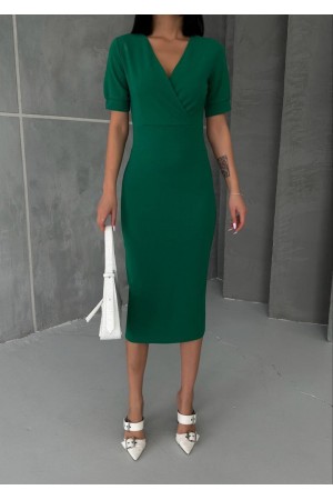 214199 TOPTAN ZÜMRÜT YEŞİL ELBİSE