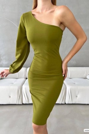 214203 TOPTAN FISTIK YEŞİLİ ELBİSE