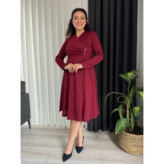 214345 burgundy DRESS