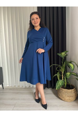 214346 TOPTAN MAVİ ELBİSE