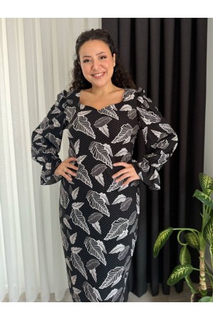 214352 TOPTAN DESENLİ ELBİSE