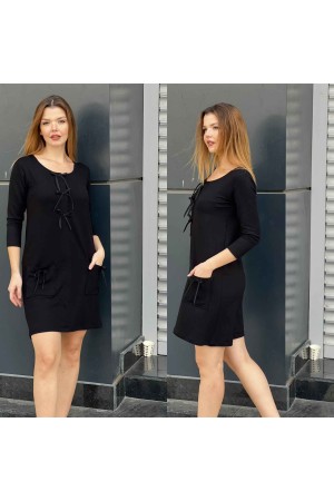 214360 TOPTAN SİYAH ELBİSE