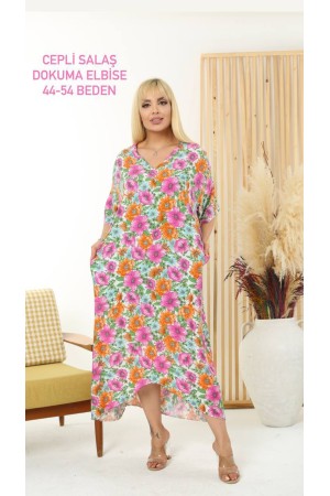 216096 TOPTAN DESENLİ ELBİSE