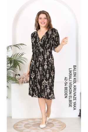 216109 TOPTAN DESENLİ ELBİSE