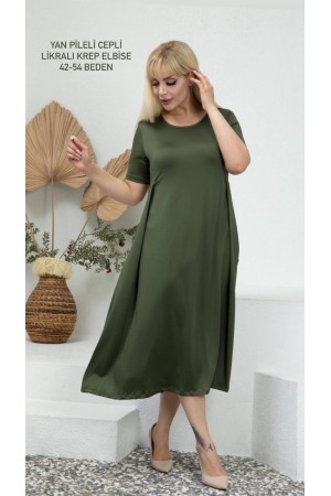 216116 TOPTAN HAKİ ELBİSE