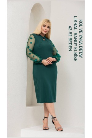 216120 TOPTAN YEŞİL ELBİSE