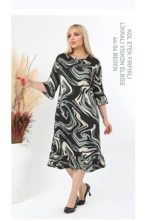 216140 TOPTAN DESENLİ ELBİSE