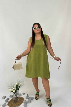 216176 TOPTAN FISTIK YEŞİLİ ELBİSE