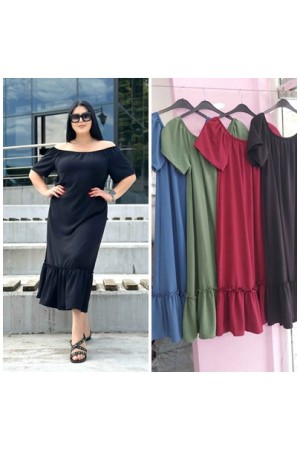 216184 TOPTAN BORDO ELBİSE