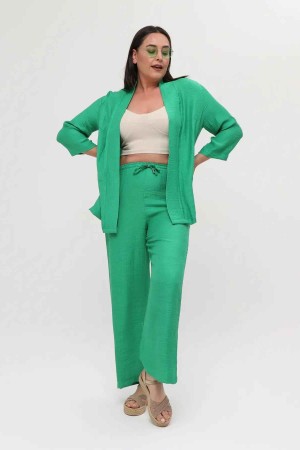 216195 TOPTAN YEŞİL PANTOLON TAKIM