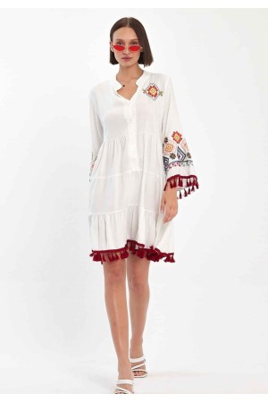 216327 TOPTAN BEYAZ ELBİSE