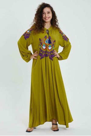 216339 TOPTAN YEŞİL ELBİSE