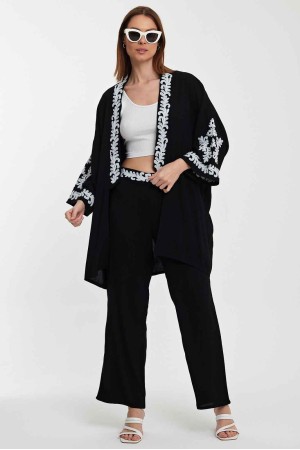 216344 TOPTAN SİYAH PANTOLON TAKIM