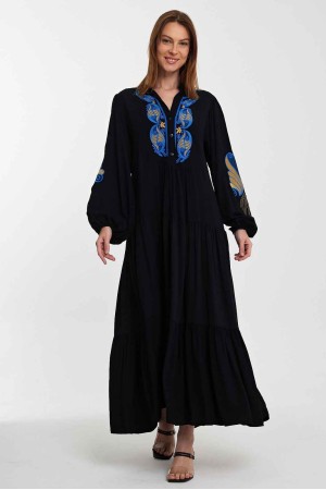 216350 TOPTAN SİYAH ELBİSE