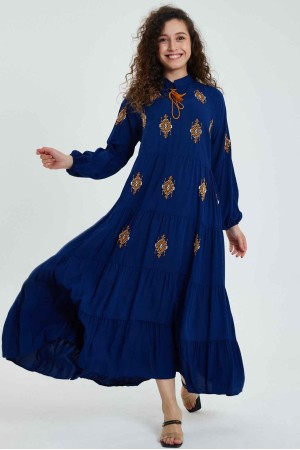 216361 TOPTAN LACİVERT ELBİSE