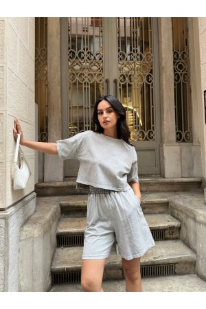 216484 TOPTAN GRİ ŞORT TAKIM