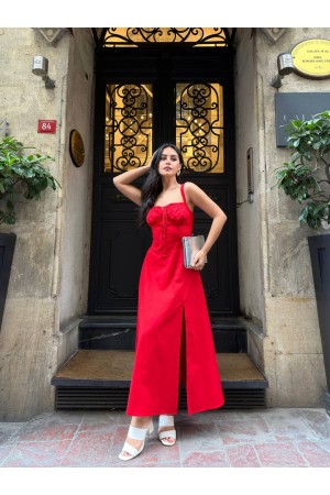 216491 TOPTAN KIRMIZI ELBİSE