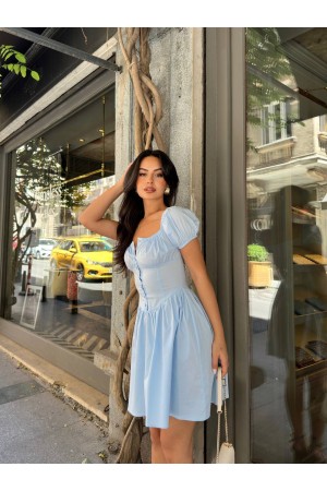 216516 TOPTAN BEBE MAVİ ELBİSE