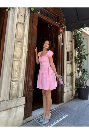 216517 TOPTAN PEMBE ELBİSE