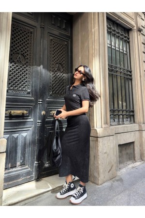 216524 TOPTAN SİYAH ELBİSE