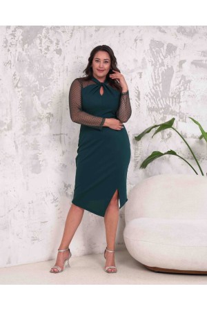 217746 TOPTAN ZÜMRÜT YEŞİL ELBİSE