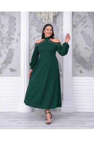 217772 TOPTAN ZÜMRÜT YEŞİL ELBİSE