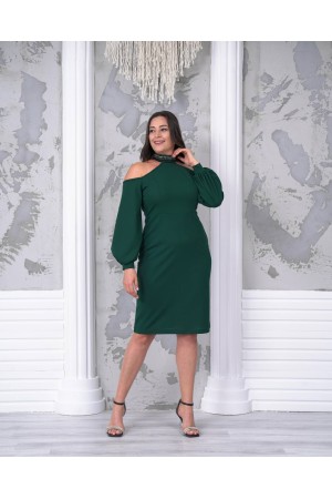 217779 TOPTAN ZÜMRÜT YEŞİL ELBİSE