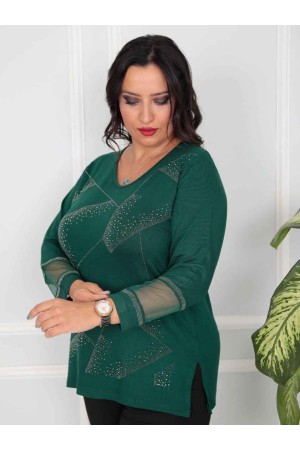 217798 TOPTAN ZÜMRÜT YEŞİL BLUZ