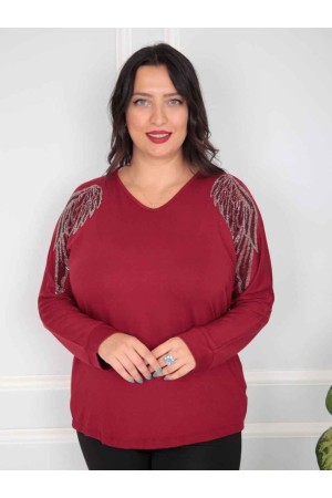 217812 TOPTAN BORDO BLUZ